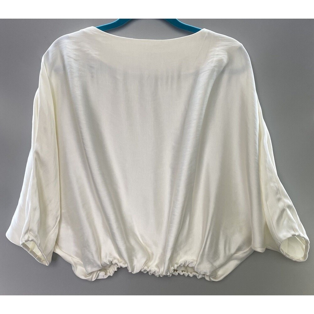 Banana Republic XXS Ivory Ekru Dolman Sleeve Blouse Elastic Hem Boat Neck Top BR